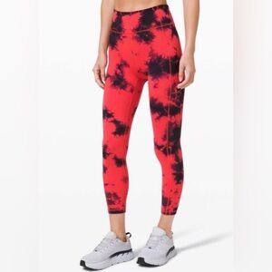 Lululemon red tie dye leggings 8 EUC Like New
